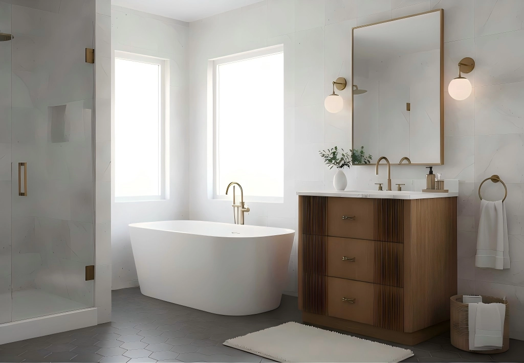 Chestnut 30 inch solid wood bathroom vanity gray oak