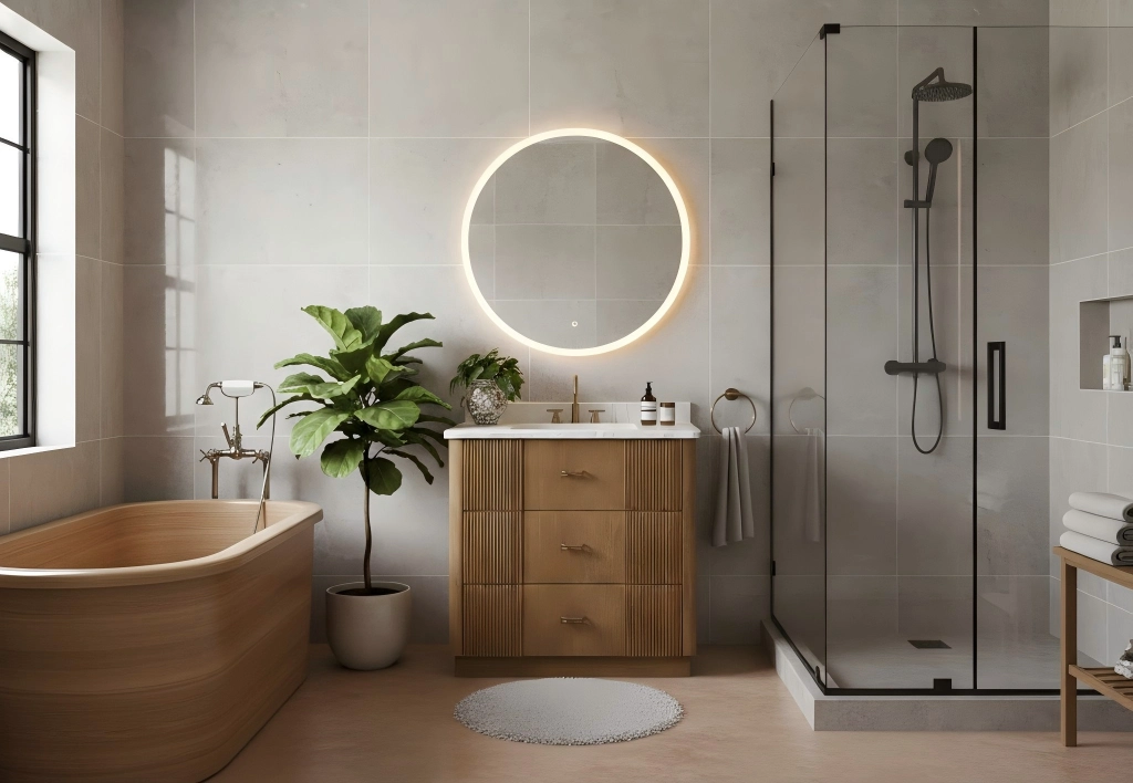 Chestnut 30 inch solid wood bathroom vanity gray oak