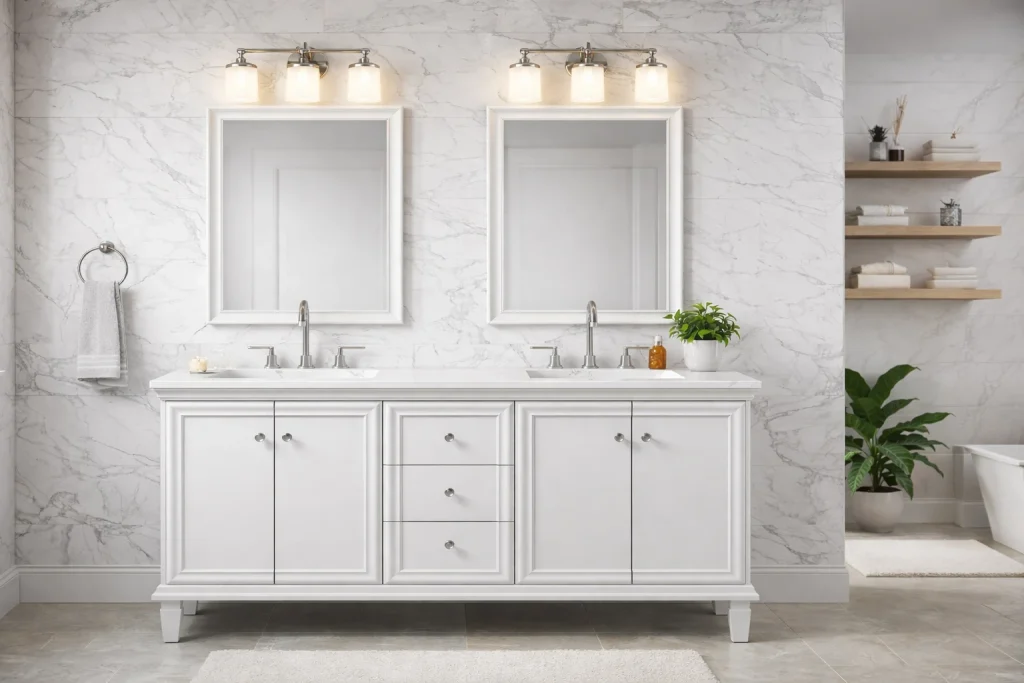 James 60 Solid Wood Vanity with Carrara Marble Top