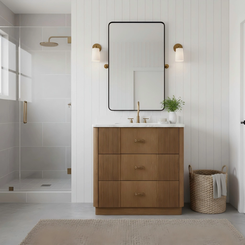 Chestnut 30 inch solid wood bathroom vanity gray oak